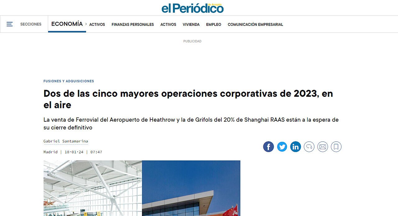 Dos de las cinco mayores operaciones corporativas de 2023, en el aire